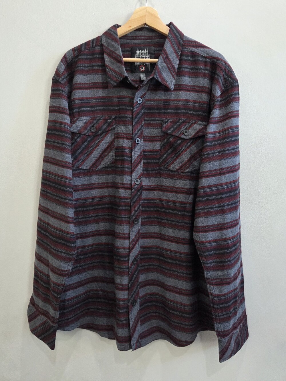 Metal Mulisha 2-Stroke Woven Long Sleeve Stripe Flannel Shirt Cotton Men's XXL